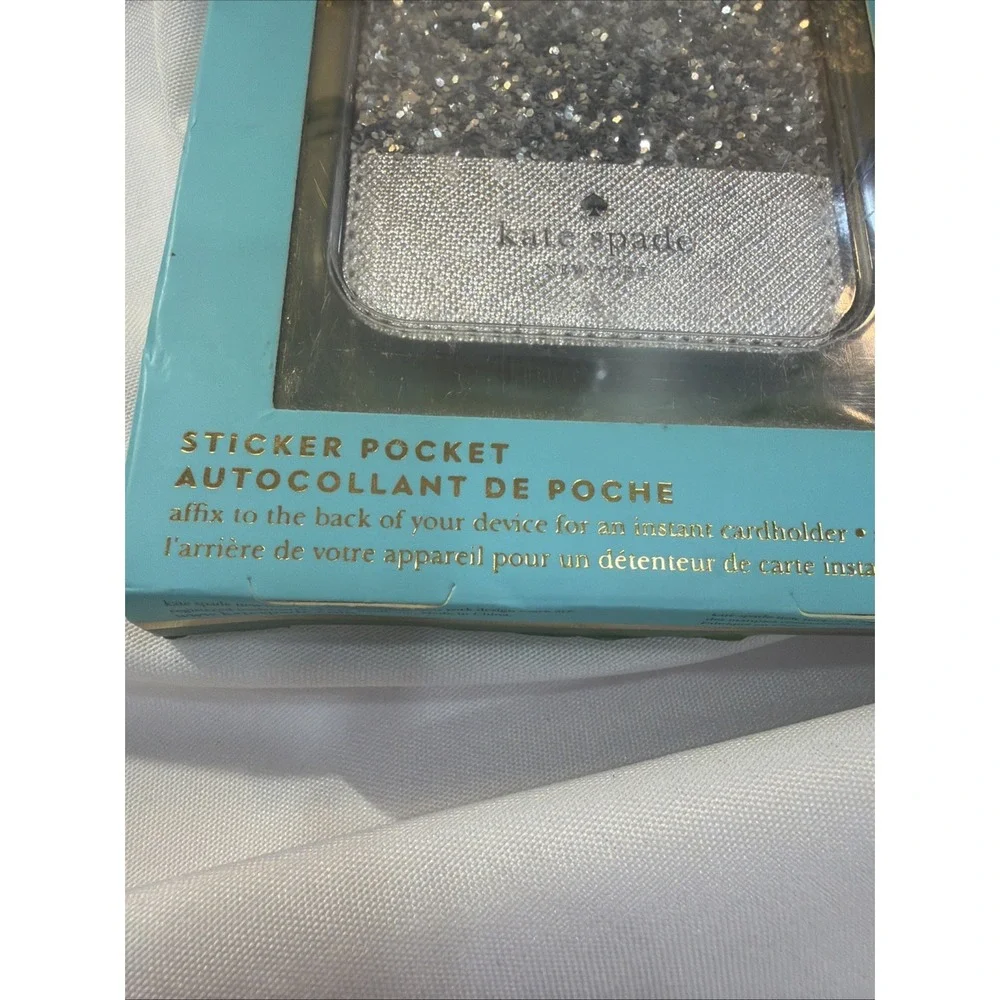 Kate Spade New York Black Glitter‎ Cardholder NWT Sticks On Phone 24